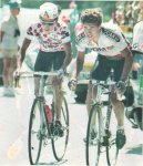 1987 - Tour. 20ª etapa, Buena compañía para el primer amarillo.jpg